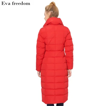 Eva Laisvės Moterų Žiemos Striukė Europos ir Amerikos Mados Elegantiškas dvieiliai Raudona Ilgai Didelio Dydžio Super Storas Žemyn Jac