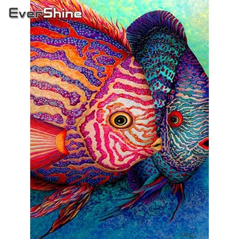 EverShine Diamond Siuvinėjimo Žuvų Cirkonio Meno 5D Diamond Painiting Gyvūnų Kryželiu Rinkiniai Rankdarbių Namų Puošybai