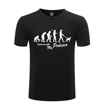 Evoliucija Podenco Gimęs Vaikščioti Naujovė Kūrybos Dovana Mens Vyrų Marškinėliai Marškinėlius 2018 Trumpas Rankovės O Kaklo Medvilnės Atsitiktinis marškinėliai