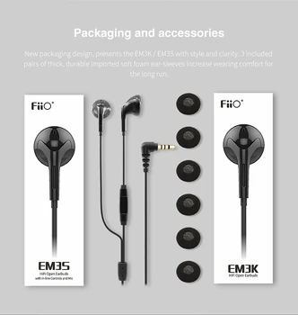FiiO EM3S / EM3K Dinaminiai Diskai Ausinės su Mikrofonu ar be mic 3.5 mm kištukas HUAWEI/XIAOMI iPhone/ipod mp3 mp4 ir kt.