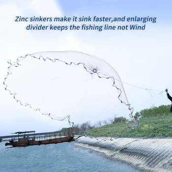 Finefish Ju 2.4 m/7.87 ft Žvejybos Tinklas JAV Ranka Ranka Mesti Nailono Lizdą Apačioje Grandinės Žvejybos Masalas Naujas