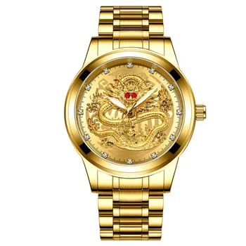 FNGEEN Mens Viršuje Prabangos Prekės Aukso Vyrų Mechaninė Žiūrėti Gyvenimą Vandeniui Dragon Veido Vyrų Laikrodžiai Vyrų Laikrodis Laikrodis erkek siųsti