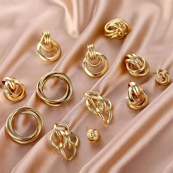 FNIO Mados Vintage Auskarai Moterims, Didelis Geometrinis Pareiškimą Aukso Metalo Lašas Auskarai 2020 Madinga Earings Papuošalai, Aksesuarai