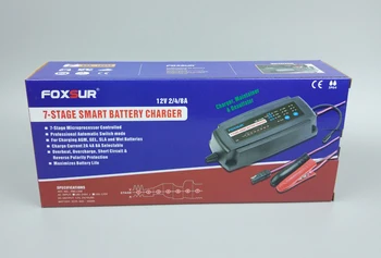 FOXSUR 12V 2A 4A, 8A Automatinė Smart Baterijos Kroviklis, 7-etapas smart Baterija, Įkroviklis, Automobilinis Baterijos Įkroviklis ŽELĖ ŠLAPIO VAS Baterija