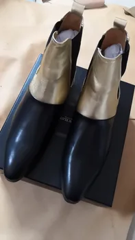 FR.LANCELOT 2020 naujas mišrios spalvos, batai, vyrams, nekilnojamojo odiniai batai butas kulnas kratinys odos bateliai paslysti ant vyrų grupė batai