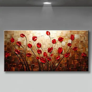 Frameless Ranka-dažytos Abstrakčiai Aliejaus Tapybai šiuolaikinio Storio naftos Peilis baltos gėlės ant Drobės, Nuotraukos sienos Menas Namų Dekoro