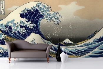 Freskos off Kanagawa pagal Hokusai Freskos 3D tapetai sienų fone kambarį miegamasis