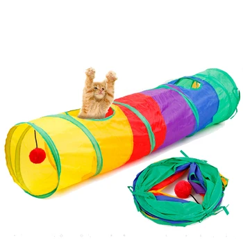 Funny cat tunelį, keturias-tunelio Įspūdį smulkių gyvūnų žaislų triušiui Žiurkėno skyles, sulankstomas katė pet tunelio namas 4 stilius Kačių Žaislai