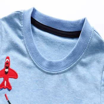 Funnygame Berniukai Tees Medvilnės Orlaivių Aplikacijos Siuvinėjimo Vasaros trumpomis Rankovėmis T shirts Vaikų Viršūnes Vaikams Nešioti