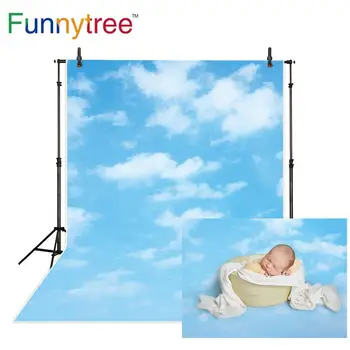 Funnytree mėlynas dangus fotografijos baby shower fone debesų šalis dekoro Vaivorykštės jaunikliai gimtadienio fono foto studija photozone