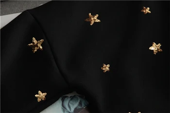GALBŪT U Moterų Rudens Žiemos Įgulos Kaklo Black Star Blizgučiais Bling Puloveriai, Susagstomi megztiniai Atsitiktinis H0037