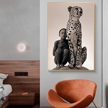 Gamtos Afrikos Gyvūnų, Drobė, Tapyba Cheetah ir vaikų Plakatų ir grafikos Sienos Meno Nuotrauką Kambarį Namų Dekoro Cuadros