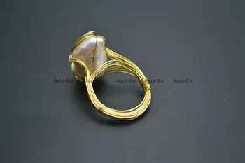 Gamtos Gėlo Vandens Perlų Baroko Karoliukų, Rankų Darbo Vario Viela Suvynioti Žiedai Mados Moters Papuošalai