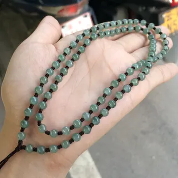 Gamtos Mianmaro jade rankų darbo pakabukas karoliai virvę originali žalias žadeitas jade lyno, grandinės nuvarytas papuošalai