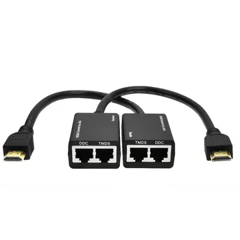 Gamyklos kaina HDMI Per RJ45 CAT5e CAT6 LAN Ethernet Balun Extender Kartotuvas Iki 100ft 1080P J08T Lašas Laivybos