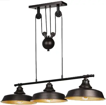 Ganeed Pramonės Derliaus Pakabukas Šviesos Kaimiškas Kabo Lempa Metalo Atspalvių Reguliuojamas Šviesos Virvė, Valgomasis, Gyvenamasis Kambarys Namo