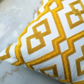 Geltonos spalvos Pagalvėlės Dangtis Mielas Diamond Geometrinio Siuvinėjimo Pagalvės užvalkalą su Sofa-Lova Paprastas Namų dekoro 45x45cm Sofa-Lova