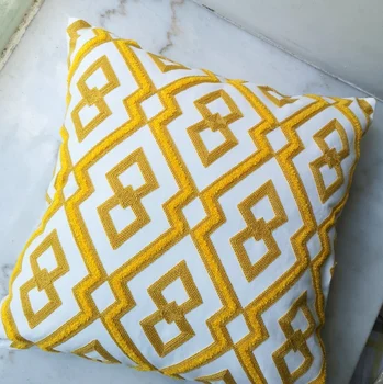 Geltonos spalvos Pagalvėlės Dangtis Mielas Diamond Geometrinio Siuvinėjimo Pagalvės užvalkalą su Sofa-Lova Paprastas Namų dekoro 45x45cm Sofa-Lova