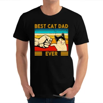 Geriausias Kačių Tėtis Kada nors Marškinėliai Funny Cat Tėtis Tėvas Atsitiktinis T Marškinėliai Vyrams Topai Marškinėliai trumpomis Rankovėmis Dominuojanti Dizaino Top marškinėliai