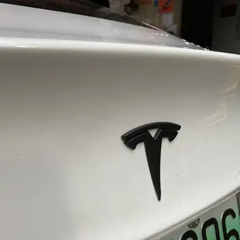 Glaistant matiniu paviršiumi Anglies pluošto Tesla Model 3 Auto Logotipai pleistras apdailos Modifikuoti priedai Vadovas automobilį Uodega lauke logotipas