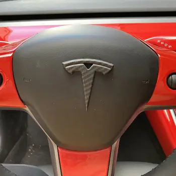 Glaistant matiniu paviršiumi Anglies pluošto Tesla Model 3 Auto Logotipai pleistras apdailos Modifikuoti priedai Vadovas automobilį Uodega lauke logotipas