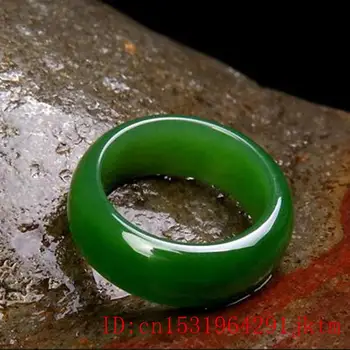 Green Jade Žiedas Kinijos Natūralus Žadeitas Amuletas Mados Žavesio Papuošalai Raižyti Dovanas Savo Moterims, Vyrams
