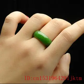 Green Jade Žiedas Kinijos Natūralus Žadeitas Amuletas Mados Žavesio Papuošalai Raižyti Dovanas Savo Moterims, Vyrams