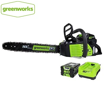 GreenWorks Pro GCS80420 80V 18 Colių Belaidžius Chainsaw kaip Benzinas galia grandininių pjūklų, 4Ah Li-Ion Baterija ir Kroviklis