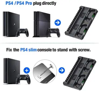 Greito Įkrovimo Dual USB Rankena Doko Stotis Vertikalus Stovas Įkroviklio PS4/PS4 Slim/PS4 Pro 