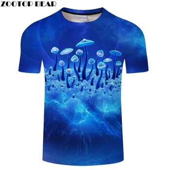 Grybų 3D marškinėliai Vyrams marškinėlius Vasaros Marškinėliai Atsitiktinis Viršūnes Trumpas Rankovės Tees Vyrų Streetwear Spausdinti Mėlyna Šviesa Azijos dydis s-6xl