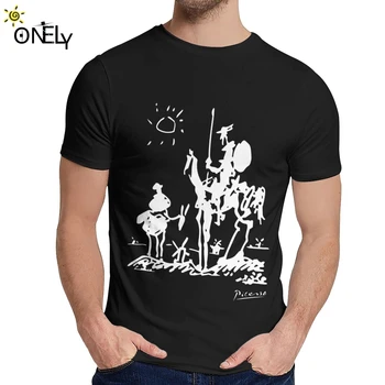 Grynos Medvilnės Picasso Meno Tapybos Žmogaus T-Shirt Riteris Don Kichotas Tee Žmogui Streetwear Gražus Klasikinis Turas Kaklo Camiseta