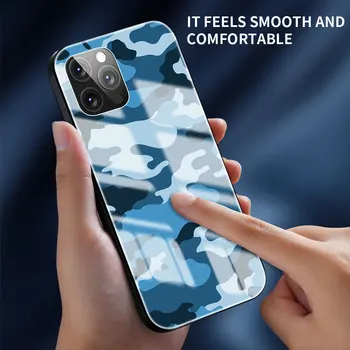 Grūdintas Stiklas Telefono dėklas Skirtas iPhone 12 Mini Pro 11 X XS Max XR SE 2020 7 8 6 6S Plius Kamufliažas Meno Hard Cover Coque Funda