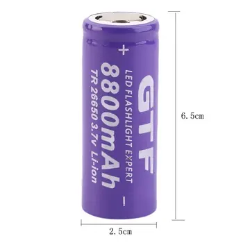GTF 1/2/4Pcs), 3,7 V 8800mAh Li-ion Baterija 26650 Ličio Įkraunama Baterija, LED Žibintuvėlį, Fakelą Baterijų Elementų Dropship