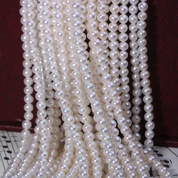 Gėlavandenių Perlų vėrinį Apvalios formos, Dydis 3-4mm puikus blizgesį Papuošalai 