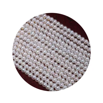 Gėlavandenių Perlų vėrinį Apvalios formos, Dydis 3-4mm puikus blizgesį Papuošalai 