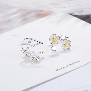 Gėlių Skiltelė Auskarai Moterų korėjos Versija, Mielas, Romantiškas Mažas naujo Dizaino Auskarai Moterims Ausies Kabliuko Anti-alergijos