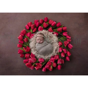 Gėlės Mažai Kūdikio Gimtadienio Meninės Nuotraukos, Fono Vientisos Spalvos Naujagimiai, Vaikai, Portretas, Fotografijos Fonas Foto Studija
