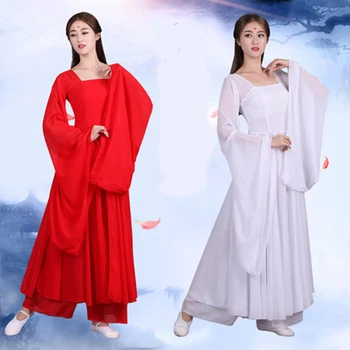 Han ir Tang Dinastijos klasikinio šokio kostiumų Han Kinų apranga moterų plačiomis rankovėmis Kinijos šokio spektaklių pasakų costum