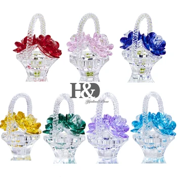 H&D 7 Spalvų Kristalų Rožės Figūrėlės Krepšelį Gėlių Kolekcionuojamų meninio Stiklo Amatų Veranda, Papuošalai, Namų Puošimas Vestuvių Dovana