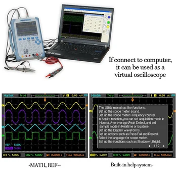 Hantek DSO8060 Nešiojamą radijo Spektro Analizatorius, Nešiojamasis Osciloscopio Skaitmeninis Multimetras Oscilloscope USB LCD 60MHz 2 Kanalų DMM
