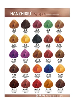HANZHIXIU 30mlx2 permanet plaukų dažų spalvos su augalinių ingredientų, 25 spalvų