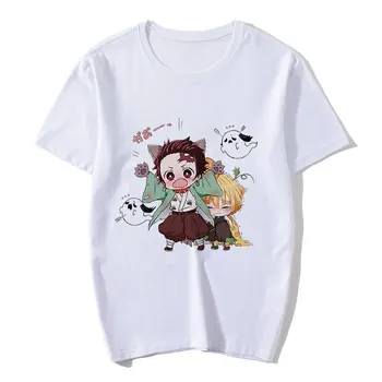 Harajuku Kawaii Demon Slayer Marškinėliai Vasarą Moterys Kimetsu Nr. Yaiba Juokinga Marškinėlius Demonas Ašmenys T-shirt Viršuje Tees Moterų drabužiai