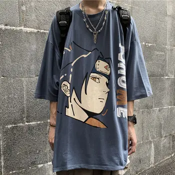 Harajuku Naruto Marškinėlius Streetwear Vyrų Vasaros Amino Sasuke marškinėliai Atsitiktinis Animacinių filmų vyrų viršūnes Juokinga Japonija Marškinėlius Streetwear Berniukai