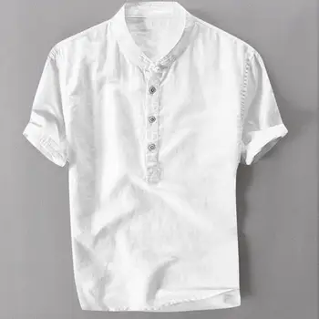 Havajų marškinėliai 2021 m. Vasarą Vyrams Kietas Ir Plonas, Orui Apykaklės Kabinti Dažytos Gradientas Medvilnės Marškinėliai camisa masculina