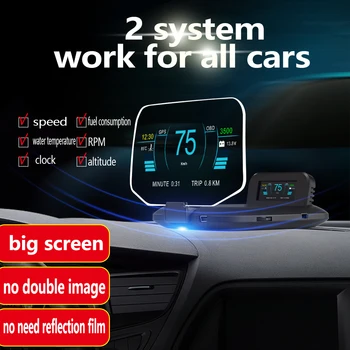 HD Automobilio Head up Display su priekinio Stiklo Greičio Projektorius Apsaugos Signalizacijos HD projekcija visiems automobiliams
