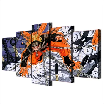HD Spaudinių Drobės Plakatas Šiuolaikinio Namų Dekoro 5 vnt Uzumaki Naruto Tapybos Modulinės Gyvenimo Kambario Sienos Meno Anime Paveikslėlį Sistemos