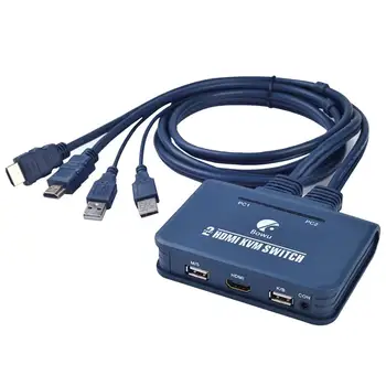 HDMI KVM Switch Mygtuką Switcher USB Prievado Laidas Monitorius, Klaviatūra, Pelė Usb Hdmi Vadovas Kvm Switch