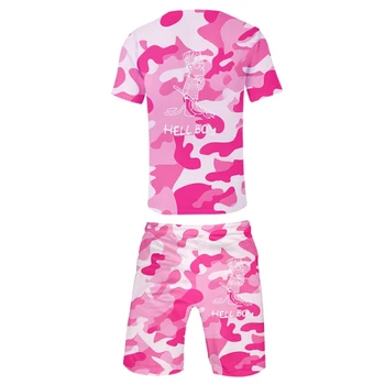 Hell Boy marškinėliai+Trumpas Rinkiniai lil peep Vyrų Paplūdimio Šortai tiktų Vasaros Harajuku Pragarą Berniukas Spausdinti Vyrų / Moterų/ Vaikų Namų kelnes Rinkiniai