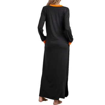 Helovyno Naktį Dress Moterims Ilgomis Rankovėmis Nightdress Atsitiktinis Plius Dydis Homewear Rudenį Ir Žiemą Ilgai Stiliaus Nightgowns