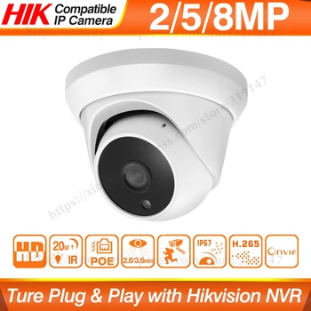 Hikvision Suderinama POE IP Camera 5MP Dome Namų Saugumo VAIZDO Kamera Ultra 8MP HD Paslėptas IR ONVIF H. 265 P2P Saugumo IPC